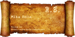 Mika Béla névjegykártya